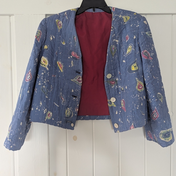 Women's Blue Patterned Jacket - Picture 4 of 4